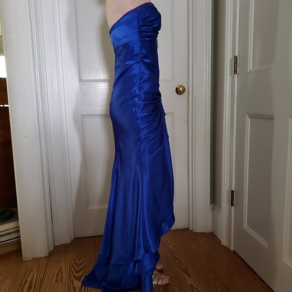 Blue strapless high low gown 1/2 - Picture 6 of 14